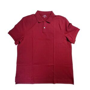 J.Crew Mens Flex Piqué Polo Shirt XL Burgundy Cotton Blend Made In Cambodia